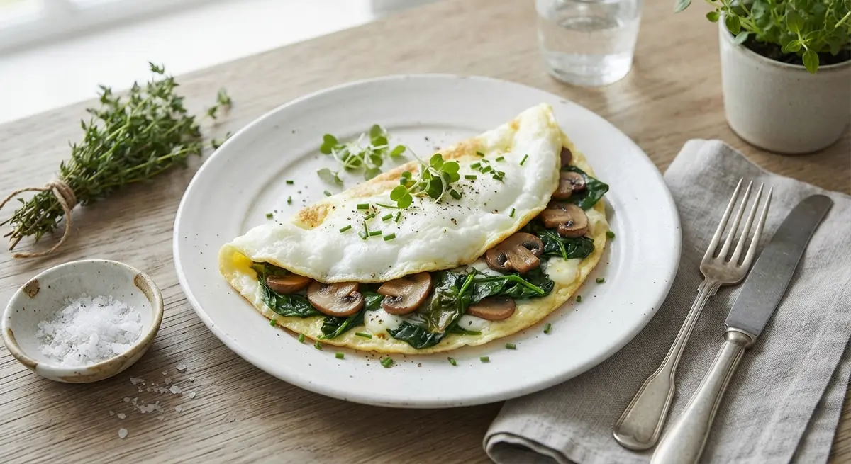 Egg White Spinach Mushroom Omelette